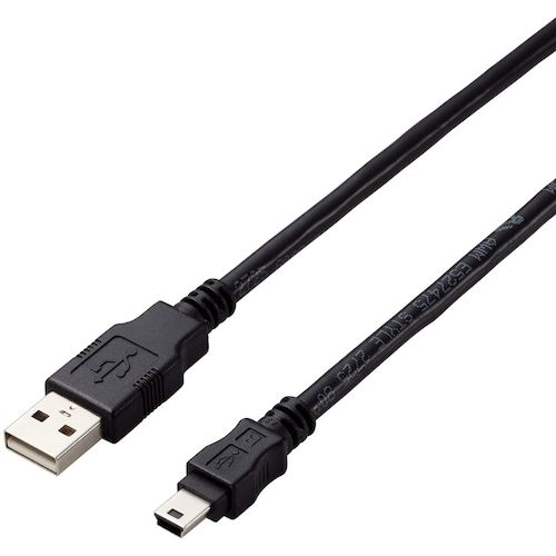 トラスコ中山 エレコム USB2.0ケーブル A-miniBタイプ 仕様固定 5m ブラック 441-3986 (ご注文単位1本) 【直送品】