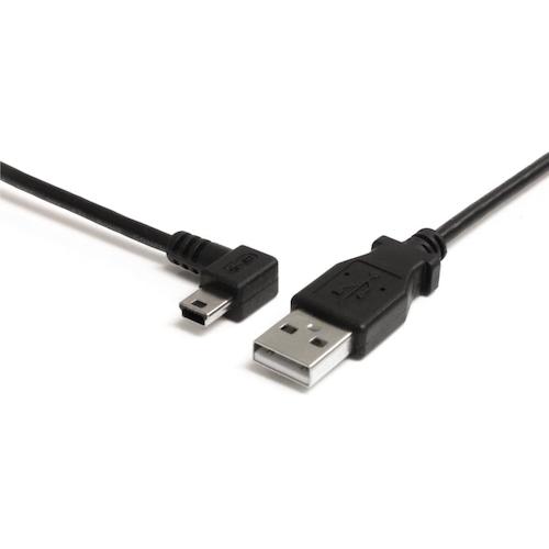 トラスコ中山 スターテック USB 2.0ケーブル/91cm/Type‐A - L型左向Mini-B/480Mbps/オス-オス/ブラック/ミニB 538-8170 (ご注文単位1袋) 【直送品】