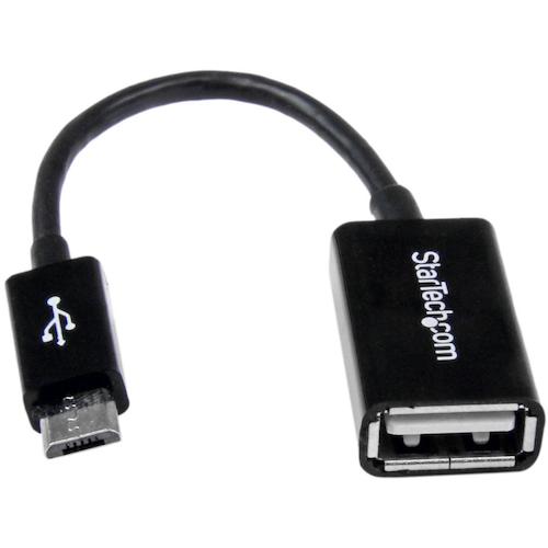 トラスコ中山 スターテック USBケーブル/A - Micro-B/12cm/OTG変換/メス・オス/ブラック 493-1369 (ご注文単位1袋) 【直送品】
