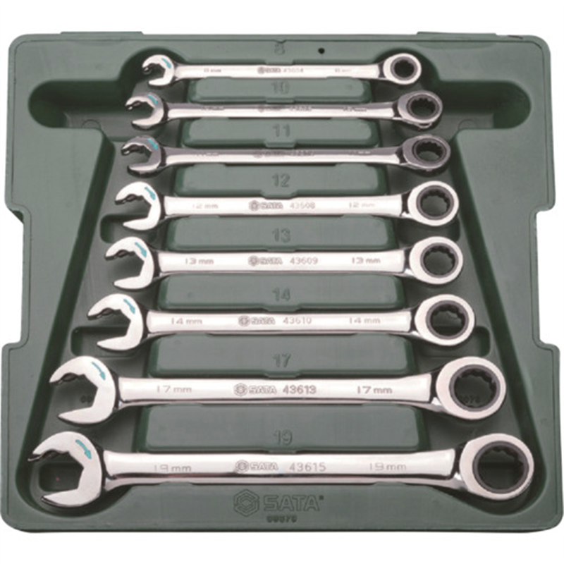 SATA クイックラチェットコンビネーションレンチセット(8点) 1セット(ご注文単位1セット)【直送品】