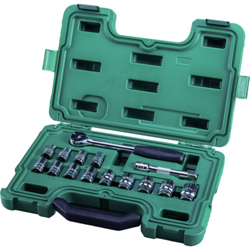 SATA 6角ソケットレンチセット 差込角12.7mm(15点) 1セット(ご注文単位1セット)【直送品】