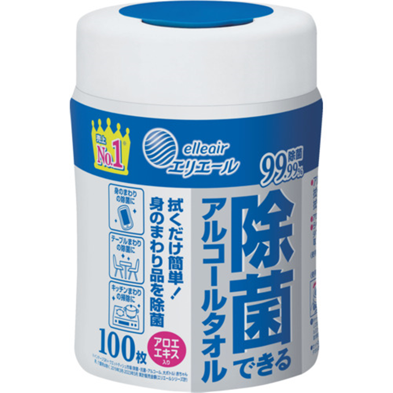 エリエール ウェットティッシュ 除菌できるアルコールタオル 本体 100枚 1ケース(ご注文単位1ケース)【直送品】