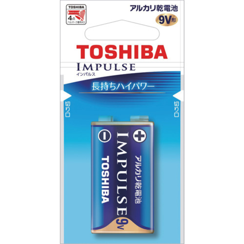 東芝 IMPULSE アルカリ乾電池 9V形 1パック(ご注文単位1パック)【直送品】