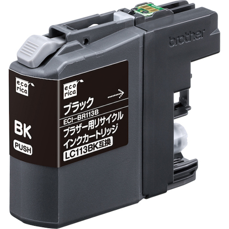 ecorica LC113BK互換リサイクルインクカートリッジ ブラック 1個（ご注文単位1個）【直送品】