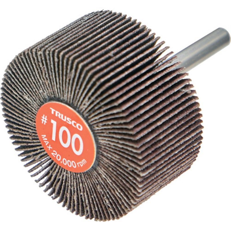 TRUSCO エコノミーフラップホイール 軸径6mm 外径50X幅25X軸長35 #100(5個入) 1箱(ご注文単位1箱)【直送品】