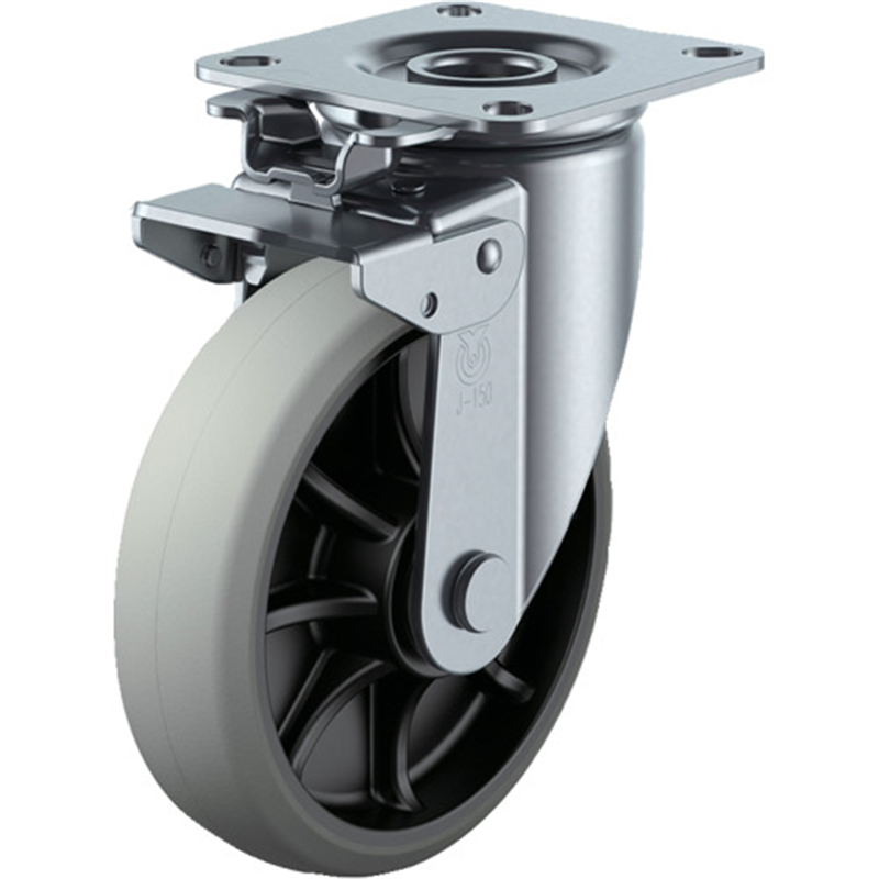 ユーエイ プレート式 自在 キャスター ウレタン 車輪径150mm 旋回固定 Jタイプ J2K型 取付寸法80×80(75×75) 1個(ご注文単位1個)【直送品】