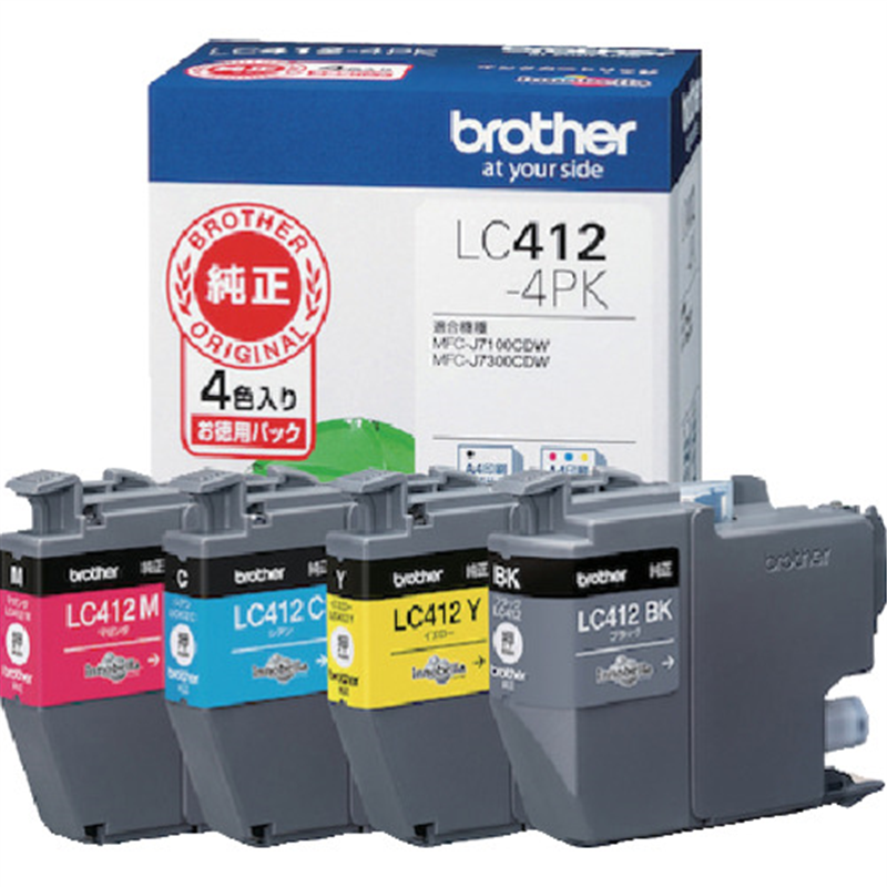 brother LC412-4PK インクカートリッジ 4色パック 1パック（ご注文単位1パック）【直送品】