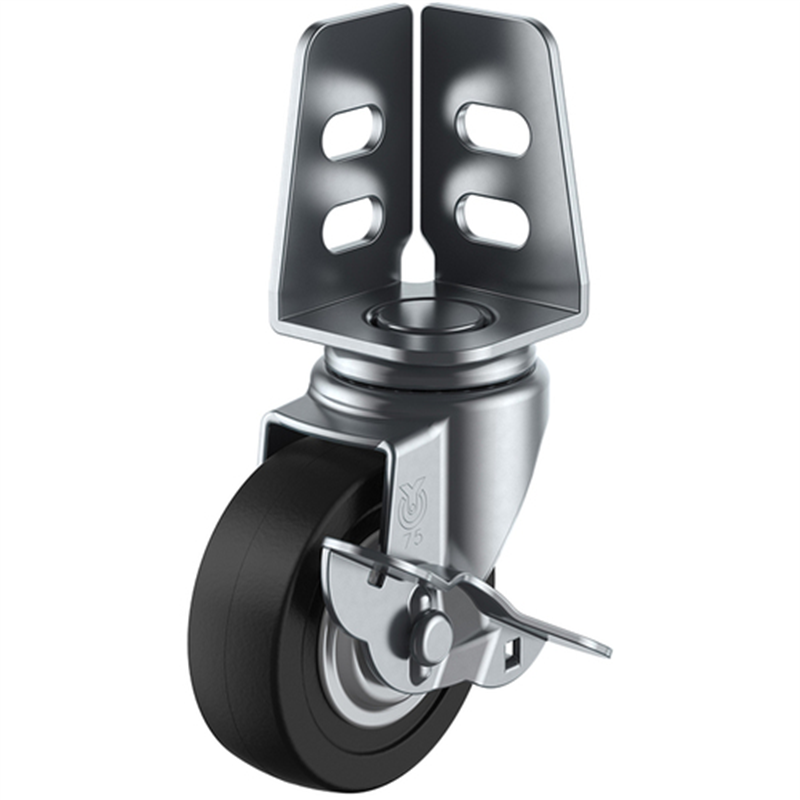 ユーエイ アングル 自在 キャスター ゴム 車輪径65mm ストッパー付き Sタイプ SA-S型 取付寸法20×21,16 1個(ご注文単位1個)【直送品】