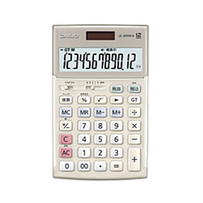 カシオ 本格実務電卓(検算)  ゴールド JS-20WKA-GD-N ［12桁 /W税率非対応］ JS20WKAGDN 1個（ご注文単位1個）【直送品】