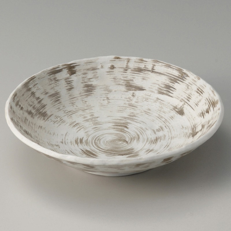 金正陶器 うず刷毛白釉 厚口麺鉢 1個(ご注文単位1個)【直送品】