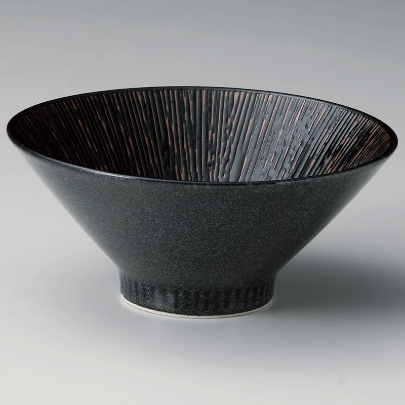 金正陶器 漆黒乱十草6.3高台丼 1個(ご注文単位1個)【直送品】
