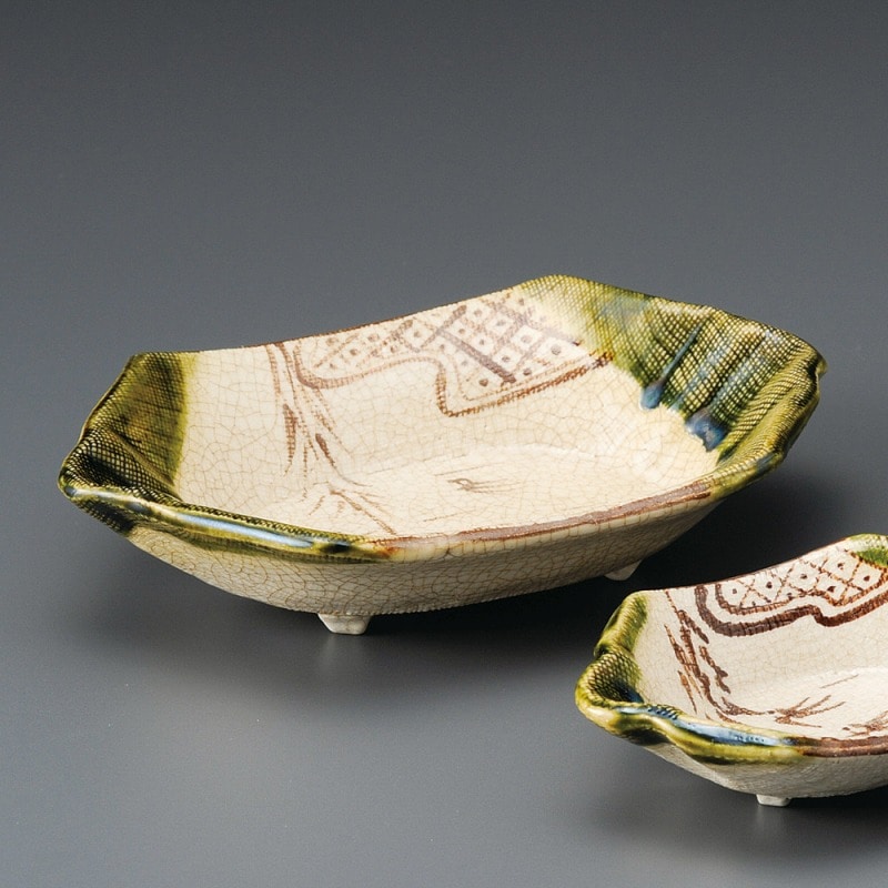 金正陶器 織部舟型刺身鉢(手造り) 1個(ご注文単位1個)【直送品】