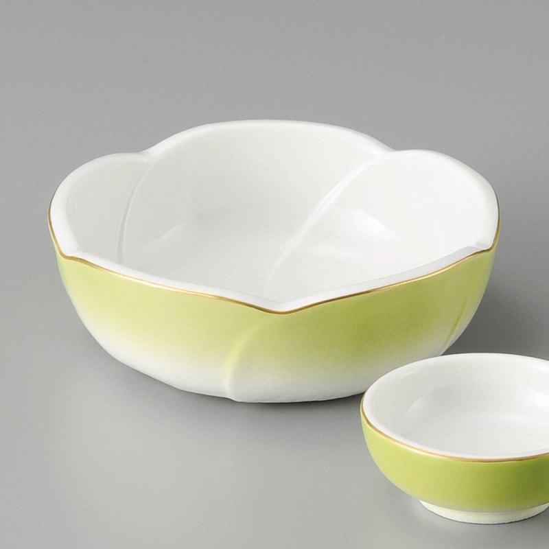 金正陶器 梅型グリーン刺身鉢 1個(ご注文単位1個)【直送品】
