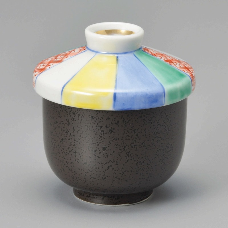 金正陶器 黒結晶紙風船小むし碗 1個(ご注文単位1個)【直送品】