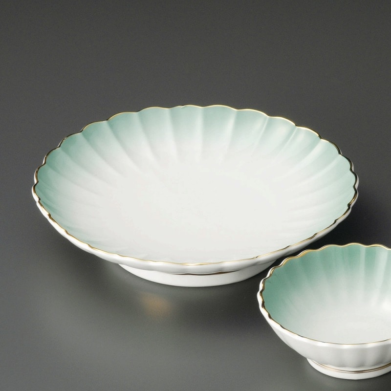 金正陶器 ヒスイ菊形天皿 1個(ご注文単位1個)【直送品】
