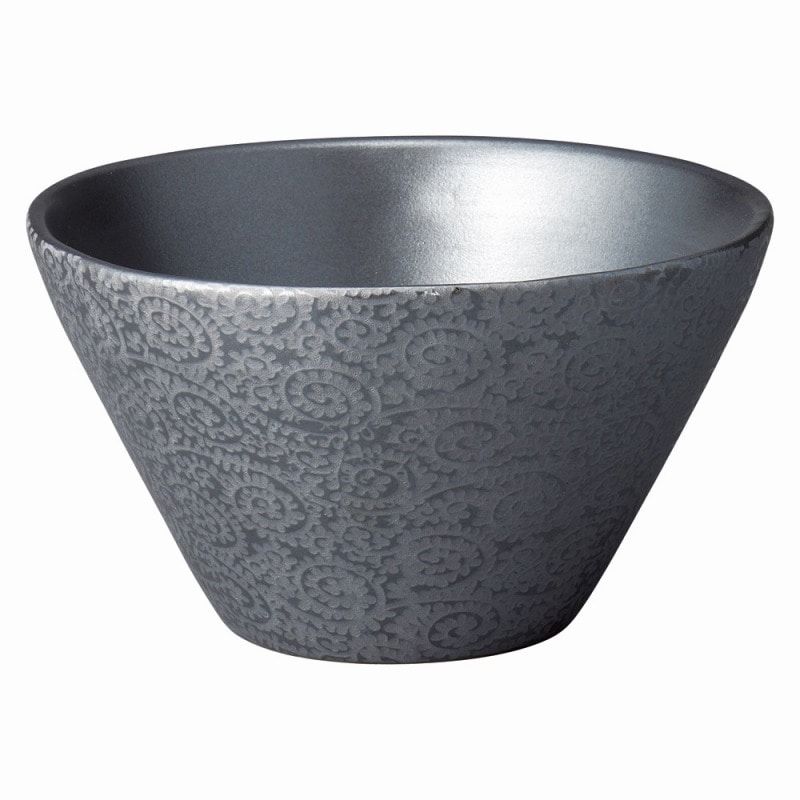 金正陶器 銀彩唐草(黒)ｱｲｽﾍﾟｰﾙ 1個（ご注文単位1個）【直送品】