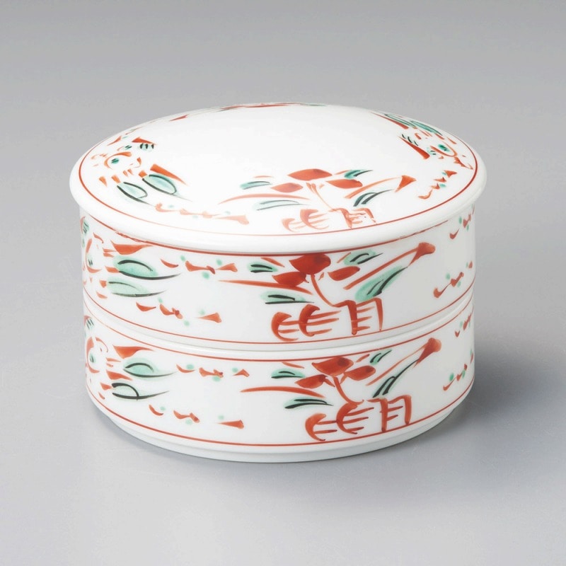 金正陶器 手描花鳥2段重(L) 1個(ご注文単位1個)【直送品】