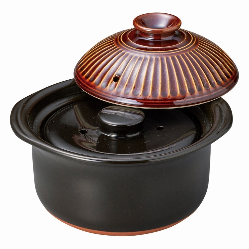 金正陶器 菊花アメご飯鍋2合炊(中蓋付) 1個(ご注文単位1個)【直送品】