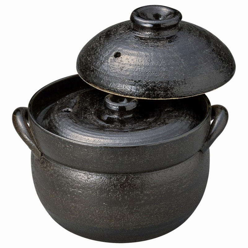 金正陶器 利行黒釉ごはん鍋(2合炊) 1個(ご注文単位1個)【直送品】