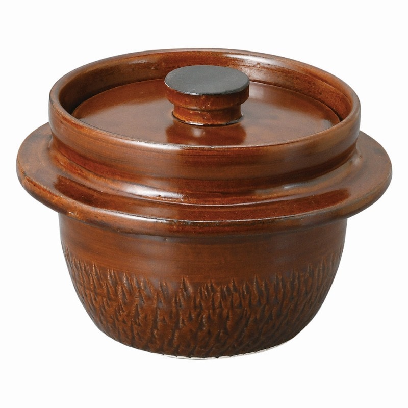 金正陶器 アメ釉捻りご飯鍋1合 1個(ご注文単位1個)【直送品】
