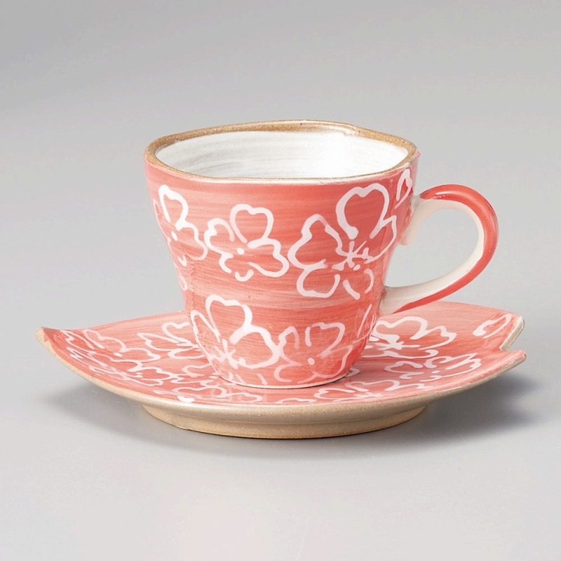 金正陶器 ﾏｯﾄ赤桜ｺｰﾋｰ碗 1個 ※カップ単品のみ（ご注文単位1個）【直送品】
