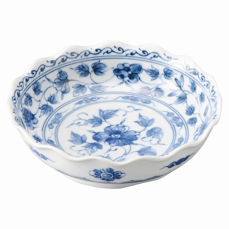 金正陶器 青花(せいか) 京唐草 波形4.8鉢 1個(ご注文単位1個)【直送品】
