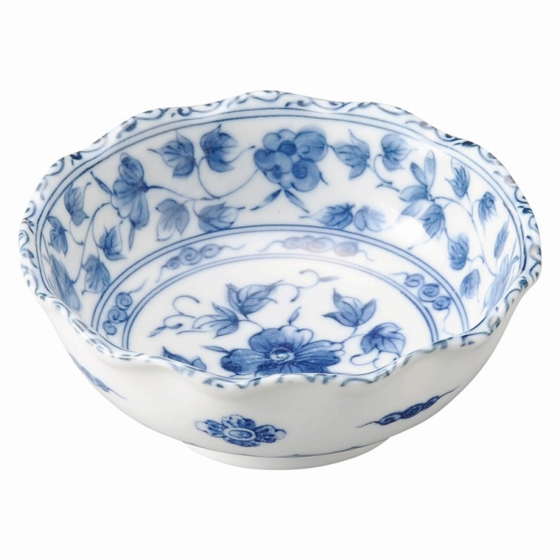 金正陶器 青花(せいか) 京唐草 波形3.8鉢 1個(ご注文単位1個)【直送品】