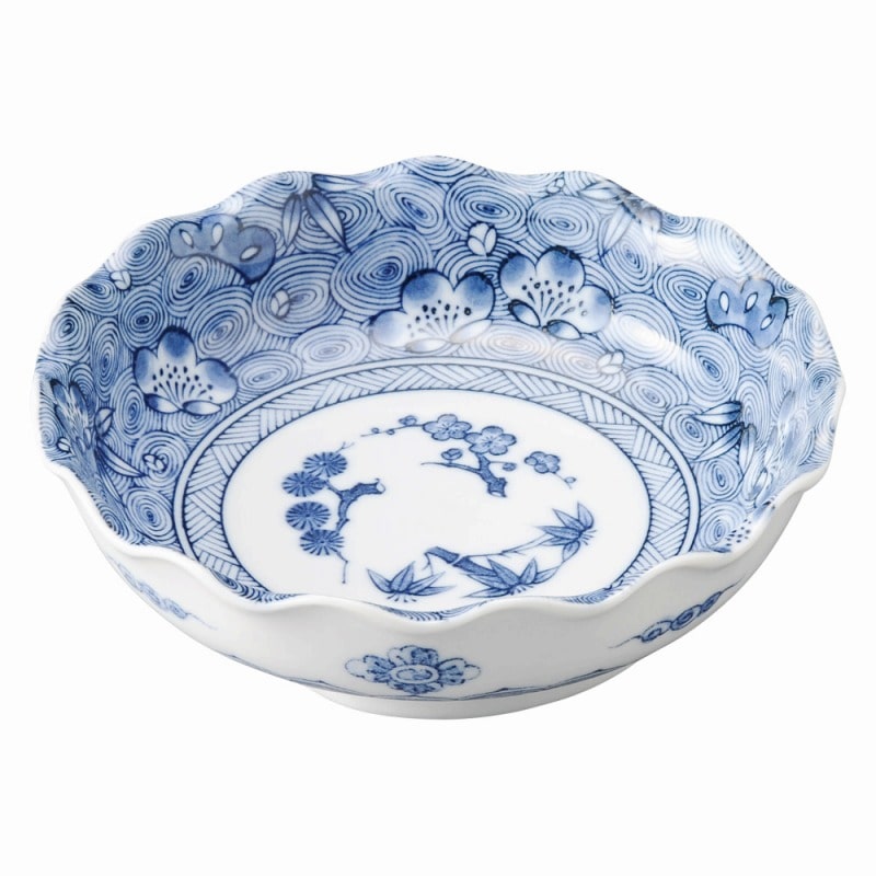 金正陶器 青花(せいか) 松竹梅 波形4.8鉢 1個(ご注文単位1個)【直送品】