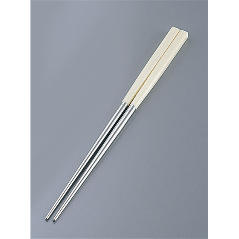 PC柄ステンレス軽量箸（スベリ止付） 24cm　レモンイエロー 1袋（ご注文単位1袋）【直送品】