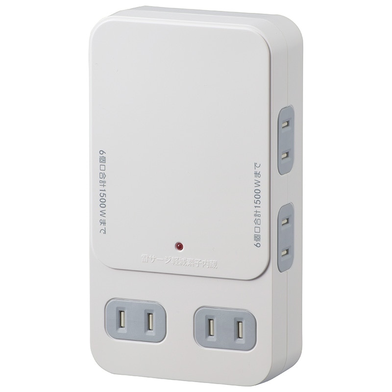 オーム電機 HS-AK6B-W 00-1403 増設用壁タップ 6個口(ご注文単位1袋)【直送品】