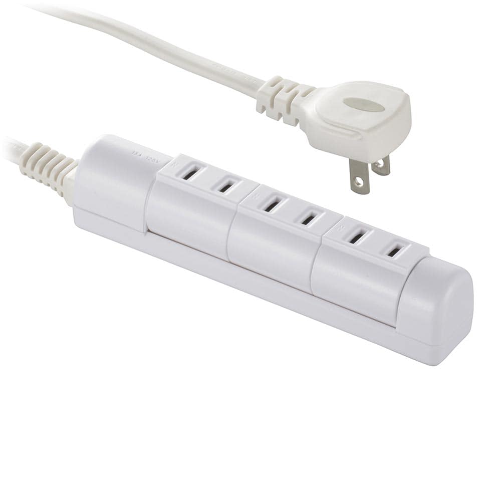 オーム電機 HS-T31C5W3-W 00-1760 回転スリムタップ 3個口 1.5m ホワイト(ご注文単位1袋)【直送品】