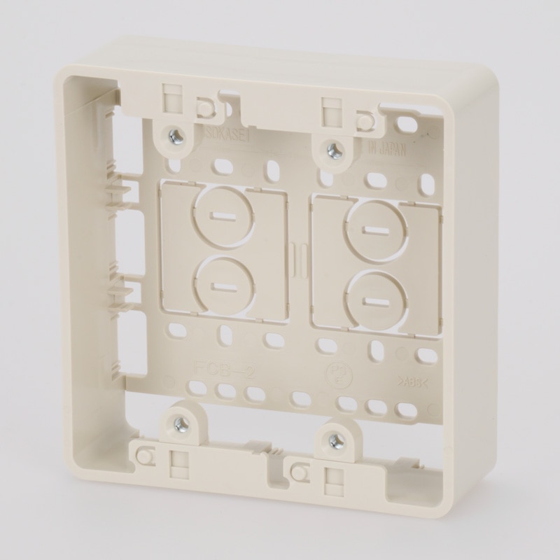 オーム電機 DZ-FCB2M 00-4283 モールボックス 露出ボックス モール用 スイッチボックス 2口 ミルキー DZ-FCB2M(ご注文単位1袋)【直送品】