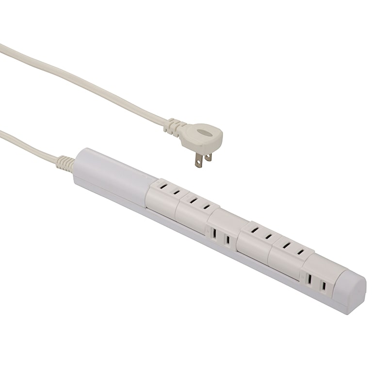 オーム電機 HS-T61C5S3-W 00-5185 回転スリムタップ 6個口 1.5m ホワイト(ご注文単位1袋)【直送品】