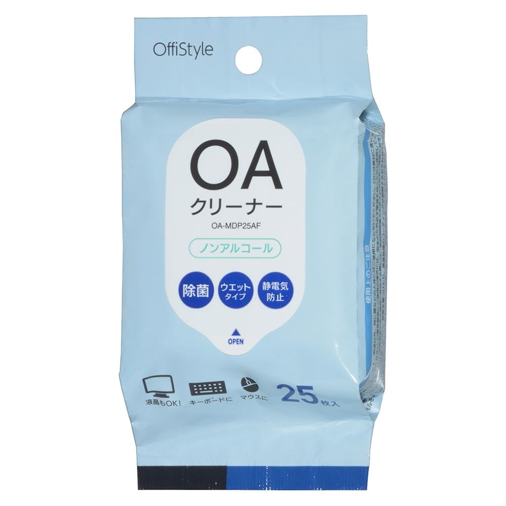 オーム電機 OA-MDP25AF 01-3155 OffiStyle OAクリーナー 除菌タイプ 25枚入り(ご注文単位1袋)【直送品】