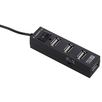 オーム電機 PC-SH4PP1-K 01-3504 スイッチ付き4ポートUSBハブ ブラック(ご注文単位1袋)【直送品】