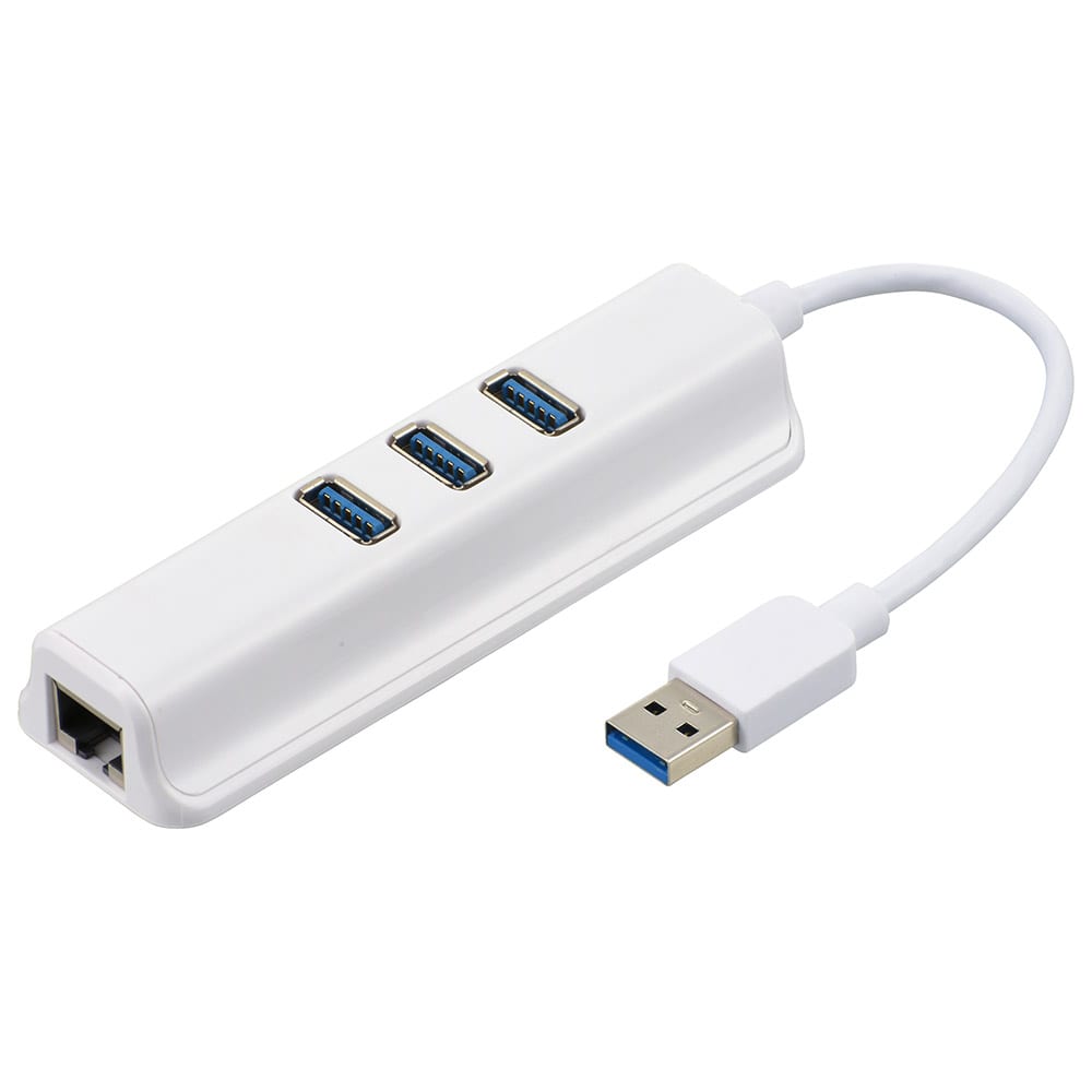 オーム電機 PC-SH3PL09-W 01-3977 GigaLANアダプター USB3.2Gen1ハブ(ご注文単位1袋)【直送品】