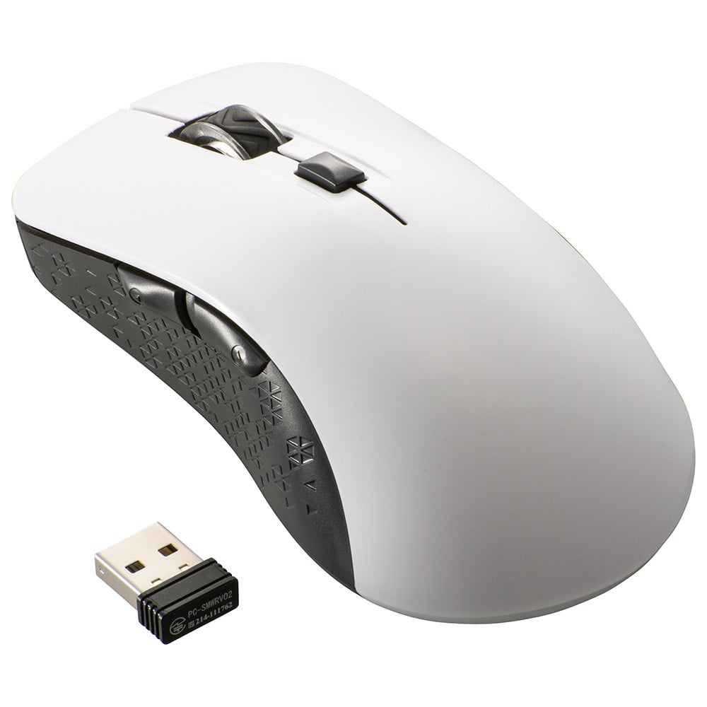 オーム電機 PC-SMW21BS5LR-W 01-3983 静音ワイヤレスマウス BlueLED Lサイズ 抗菌 ホワイト(ご注文単位1袋)【直送品】