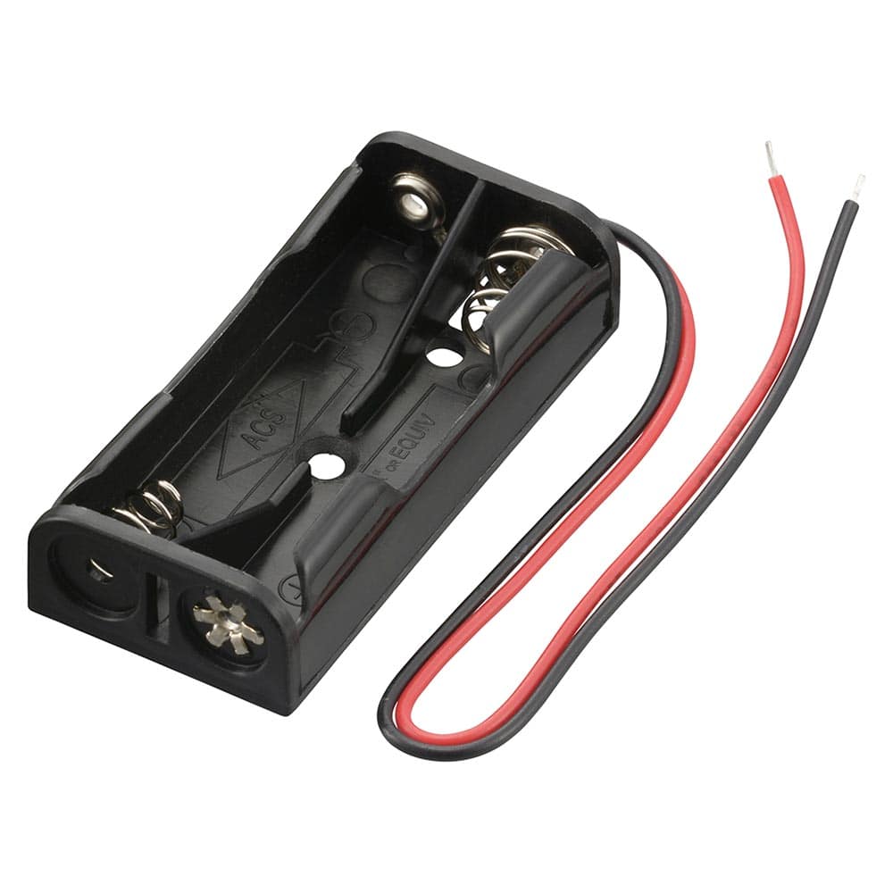 オーム電機 電池ケース 単4×2コ用 リード線付き 1個（ご注文単位1個）【直送品】