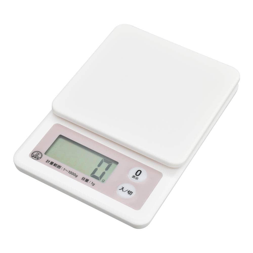 オーム電機 クッキングスケール 1kg計 ピンク 1個（ご注文単位1個）【直送品】