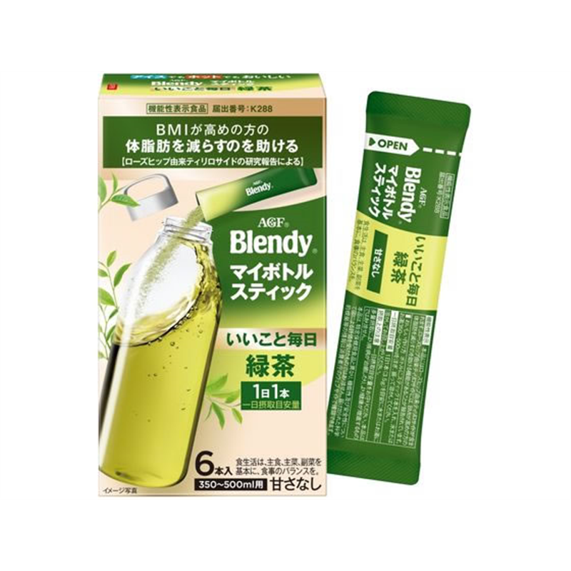 AGF ブレンディ マイボトルスティック いいこと毎日 緑茶 6本 1箱※軽（ご注文単位1箱）【直送品】