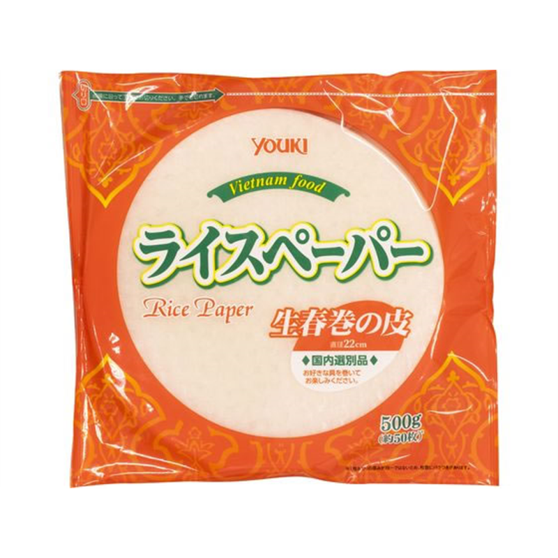 ユウキ食品 ライスペーパー (M) 生春巻きの皮 直径22cm 500g 1個※軽(ご注文単位1個)【直送品】