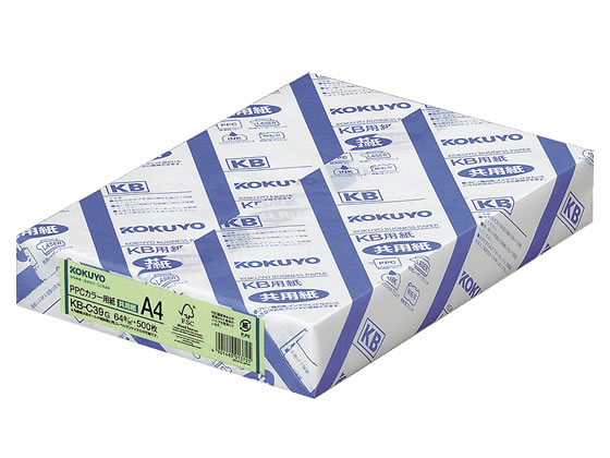 コクヨ PPCカラー用紙 A4 緑 500枚 KB-C39G 1冊(ご注文単位1冊)【直送品】