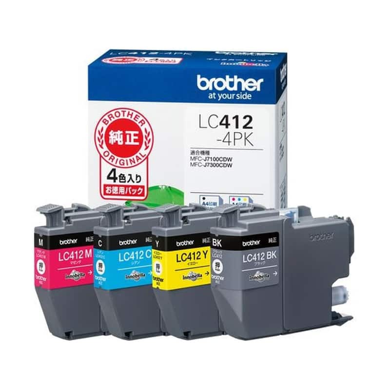 ブラザー 純正インクカートリッジ 4色パック LC412-4PK 1パック（ご注文単位1パック)【直送品】