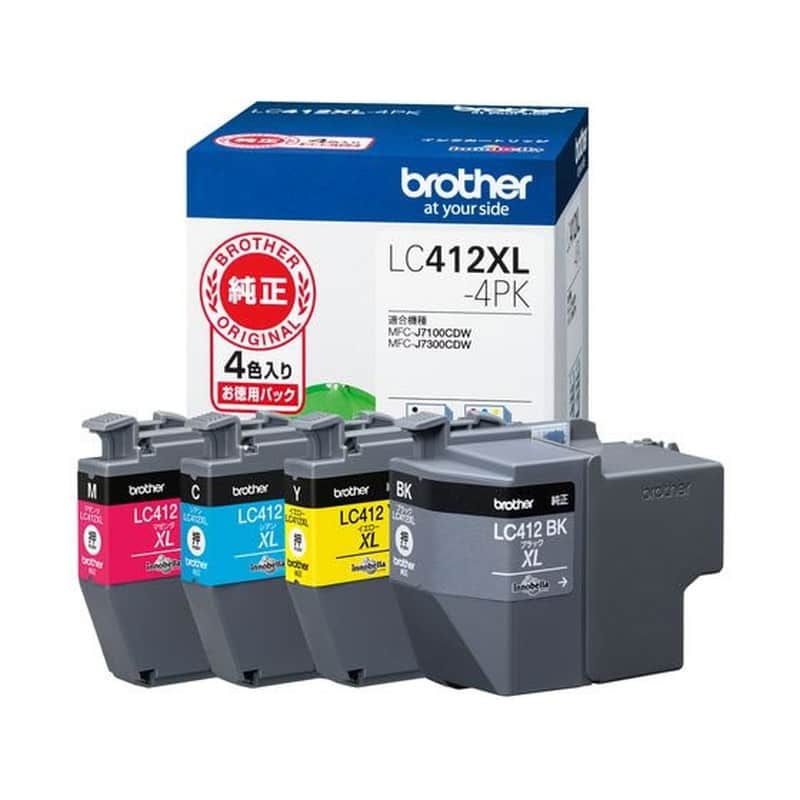 ブラザー 純正インクカートリッジ 大容量 4色パック LC412XL-4PK 1パック（ご注文単位1パック)【直送品】