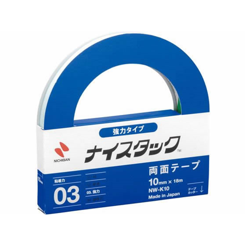 ニチバン 両面テープ ナイスタック 強力 10mm×18m NW-K10 1巻(ご注文単位1巻)【直送品】