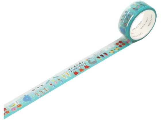 ワールドクラフト キラキラマスキングテープ Marine paradise 15mm×5m 1巻(ご注文単位1巻)【直送品】