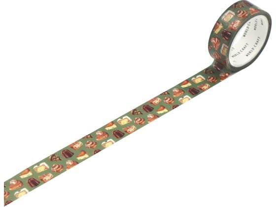 ワールドクラフト キラキラマスキングテープ Cafe sweets 15mm×5m 1巻(ご注文単位1巻)【直送品】