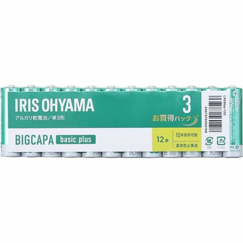 アイリスオーヤマ BIGCAPA basic plus アルカリ乾電池 単3形12本 1パック（ご注文単位1パック)【直送品】