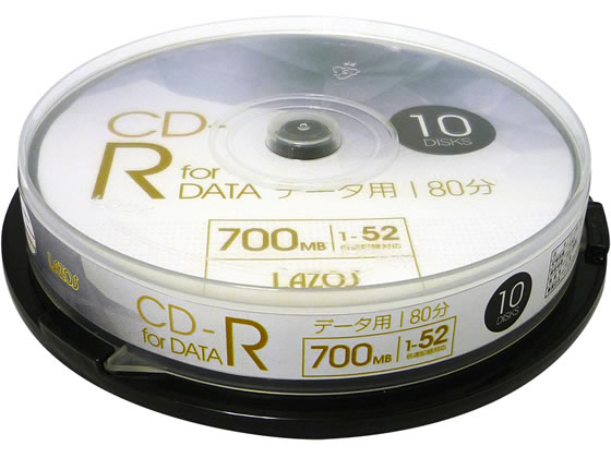 Lazos CD-R データ用 10枚 L-CD10P 1パック(ご注文単位1パック)【直送品】