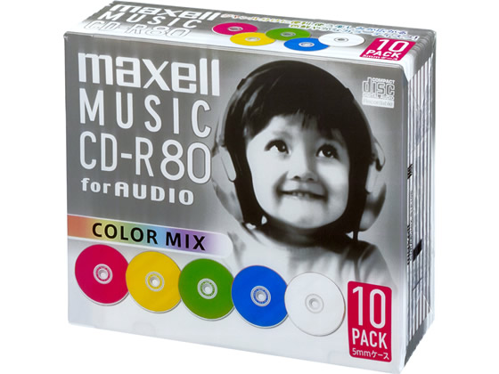 マクセル 音楽用CD-RカラーMIX 10枚 CDRA80MIX.S1P10S 1パック(ご注文単位1パック)【直送品】